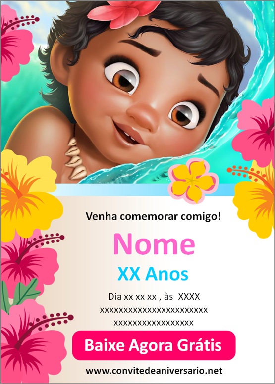 Fazer convite online convite digital aniversário moana adulta