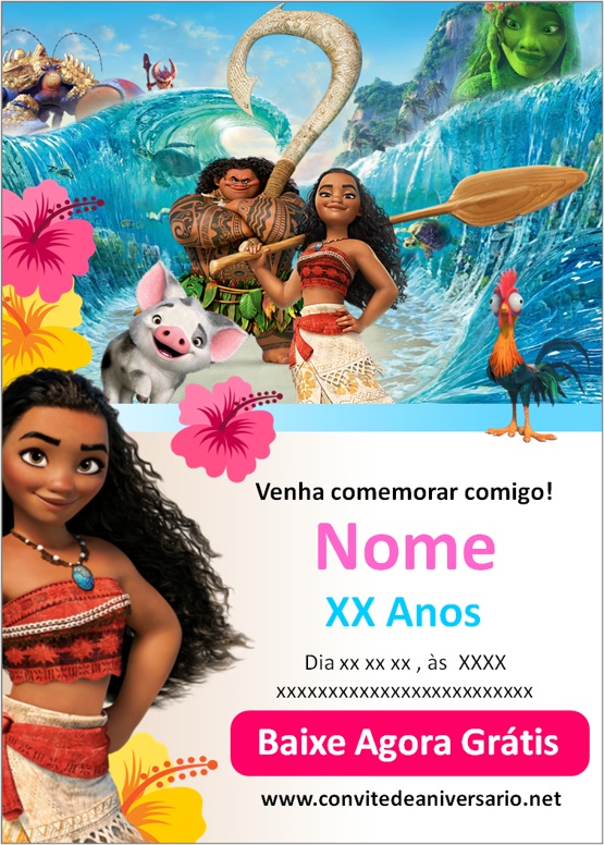 Convite Moana para editar