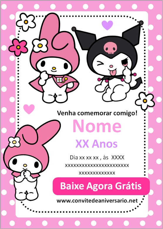 Convite My Melody e kuromi