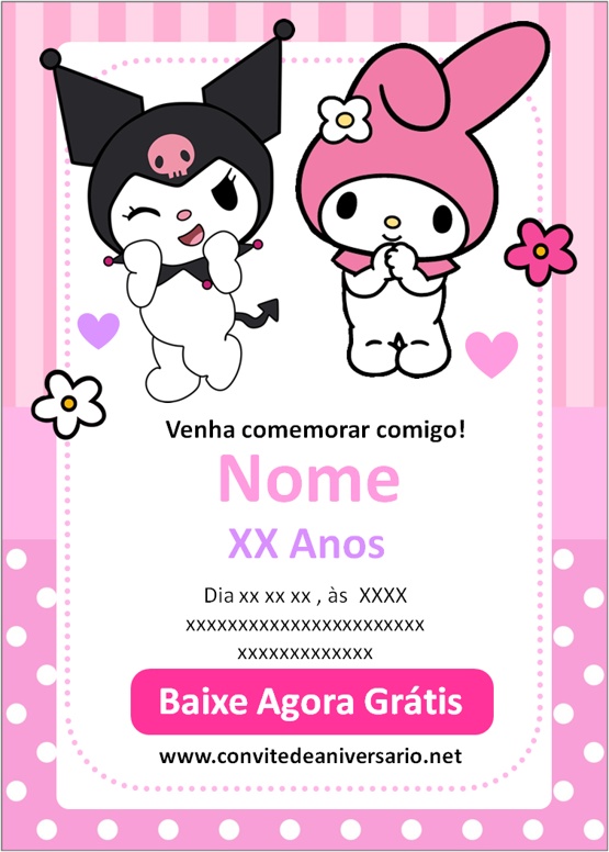 Convite My Melody e kuromi