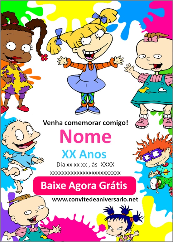 convite rugrats menina para editar