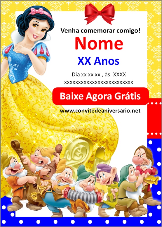 convite virtual branca de neve