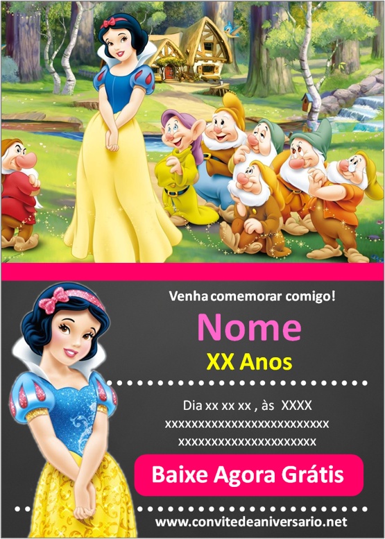 Convite online branca de neve editar grátis