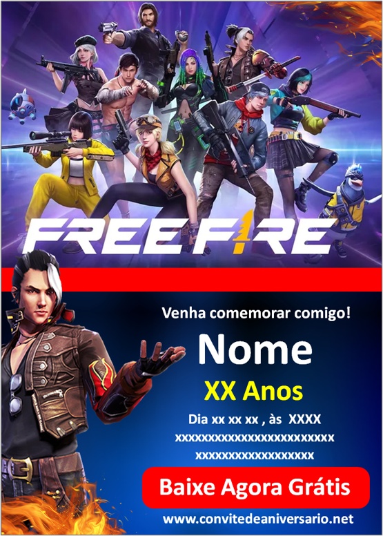 Convite Digital Personalizado - Free Fire