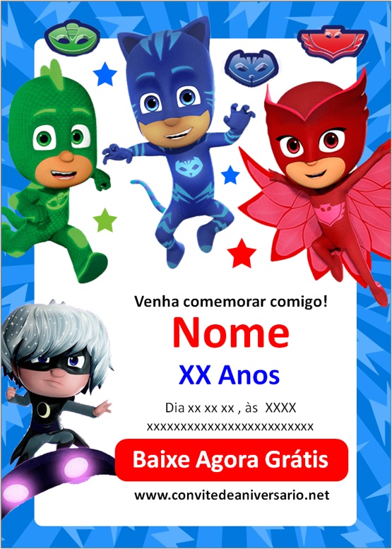 Convite digital pj masks