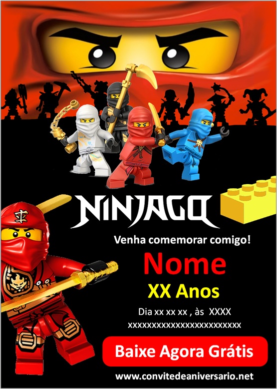 Convite Ninjago para editar