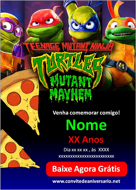 Convite Tartarugas Ninja