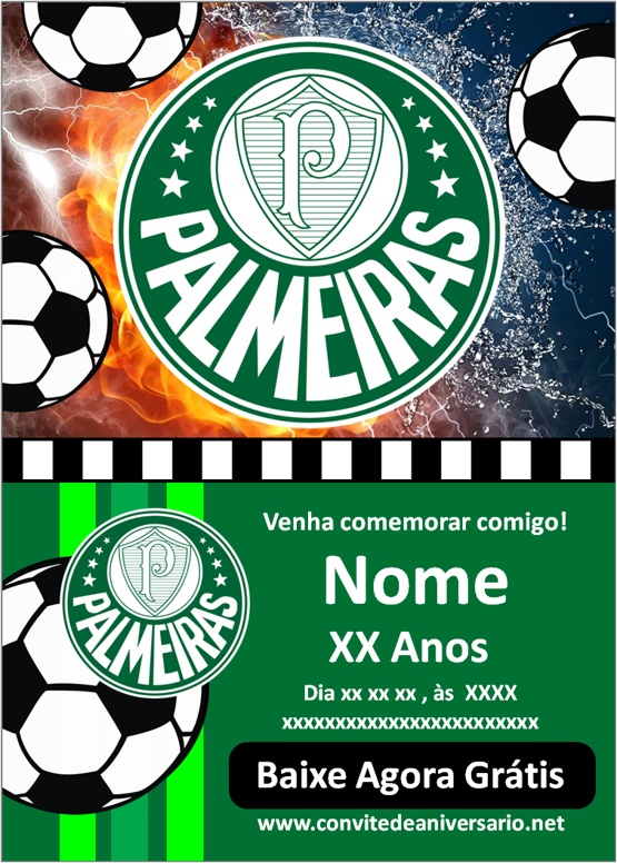 Convite online Palmeiras grátis para editar