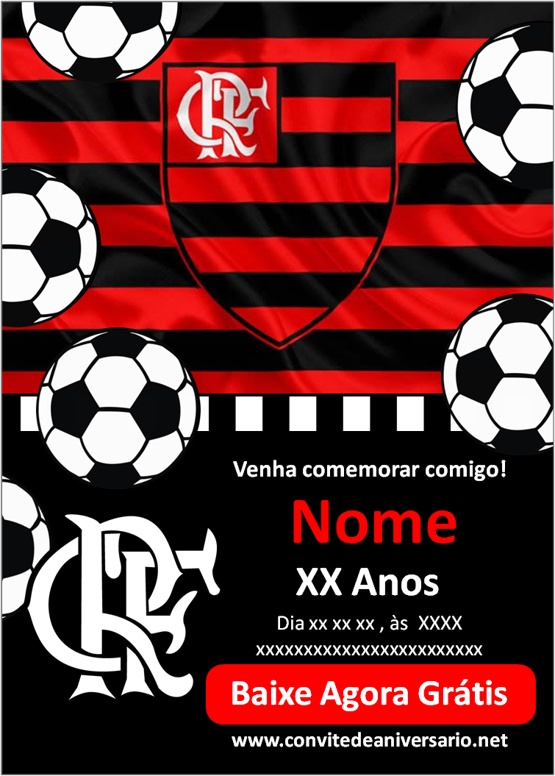 Convite FLAMENGO - Edite grátis com nosso editor online