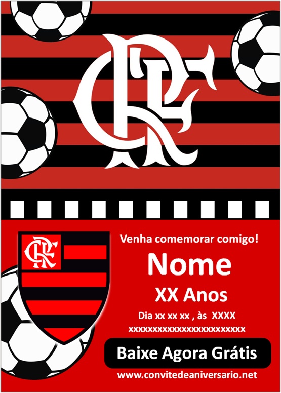 Convite do flamengo branco - Edite grátis com nosso editor online