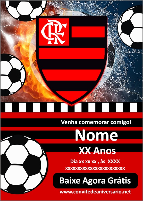 Criar convite de aniversário - Convite Flamengo