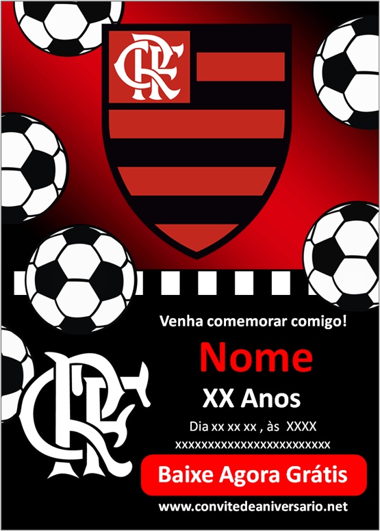 Convite Aniversário do Flamengo - Edite grátis com nosso editor online
