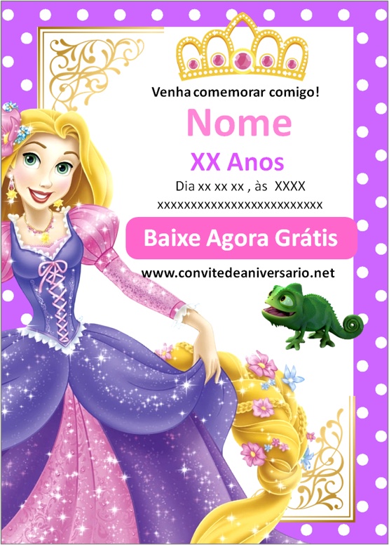 Convite de aniversário Rapunzel