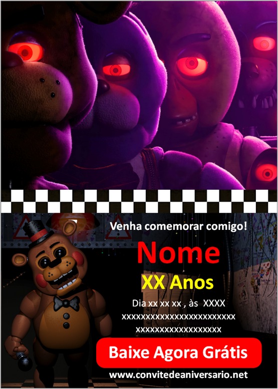 Convites Five Nights at Freddy's convites