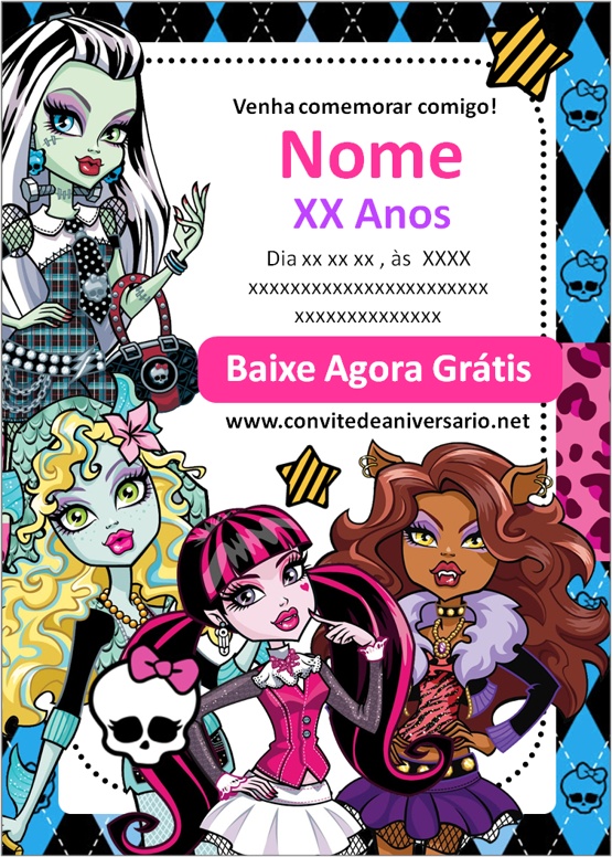 convite da monster high