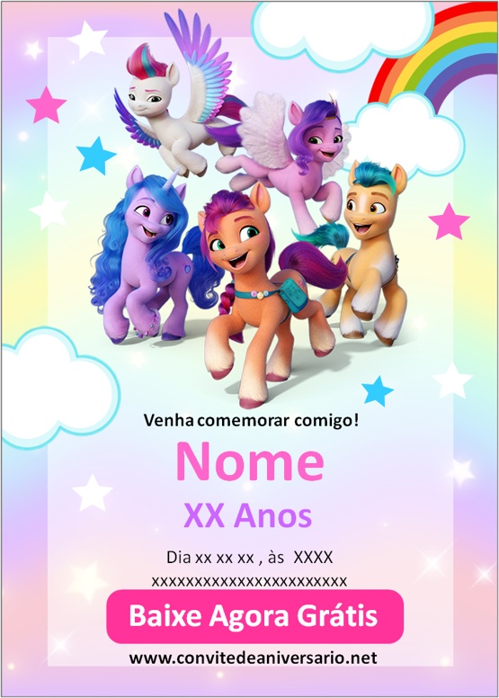 Convite de Aniversário para Meninas Little Pony - Imagem Legal