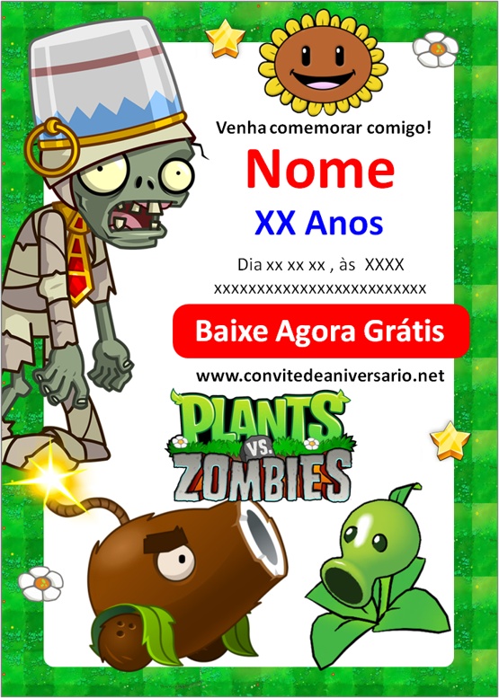 convite digital Plants Vs Zombies