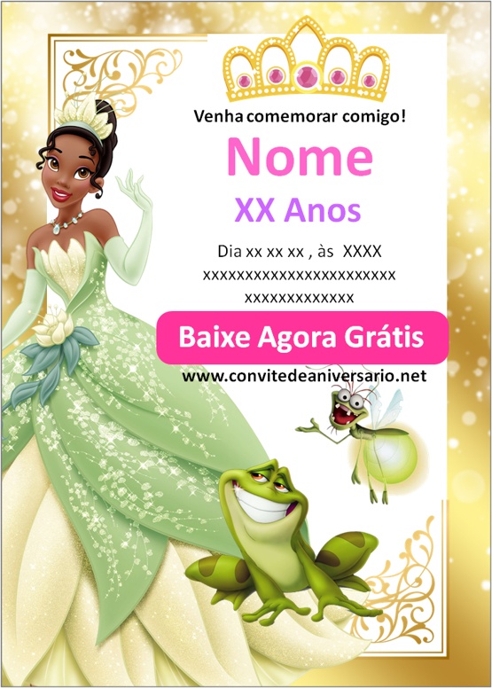 Convite Princesa Tiana e o Sapo