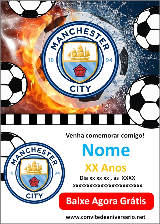 convite de aniversário manchester city