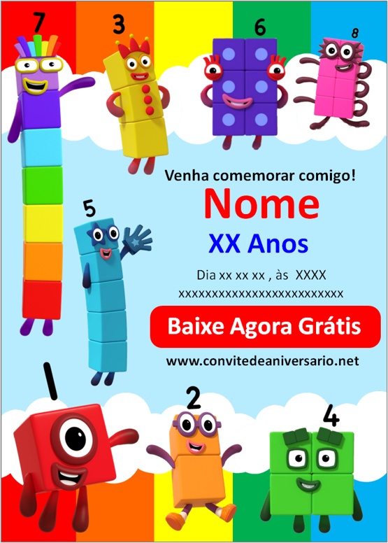 Convite digital numberblocks