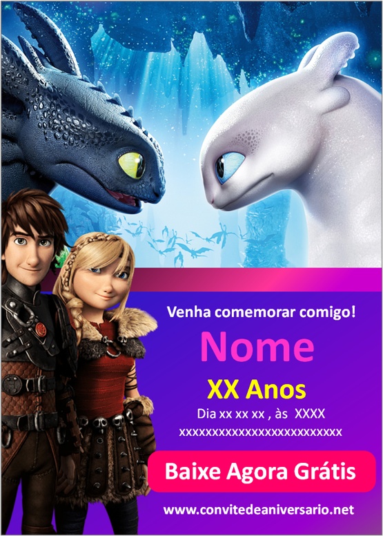 convite aniversario como treinar seu dragao menina