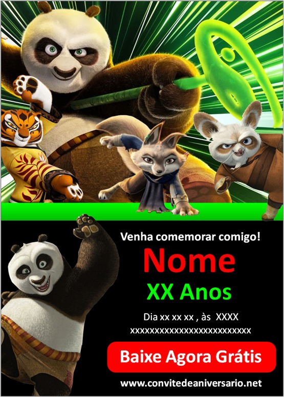 Convite Kung Fu Panda