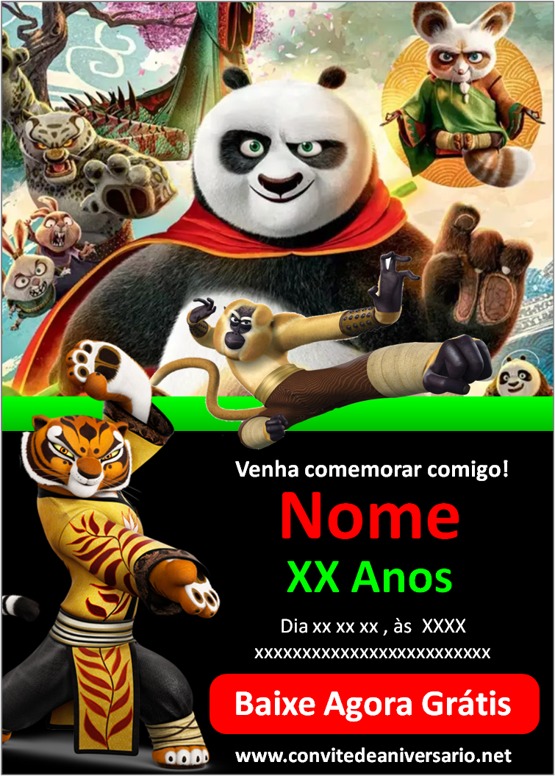 Convite digital kung fu panda