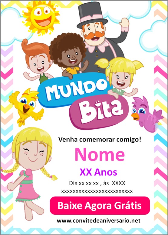 convite aniversário mundo bita