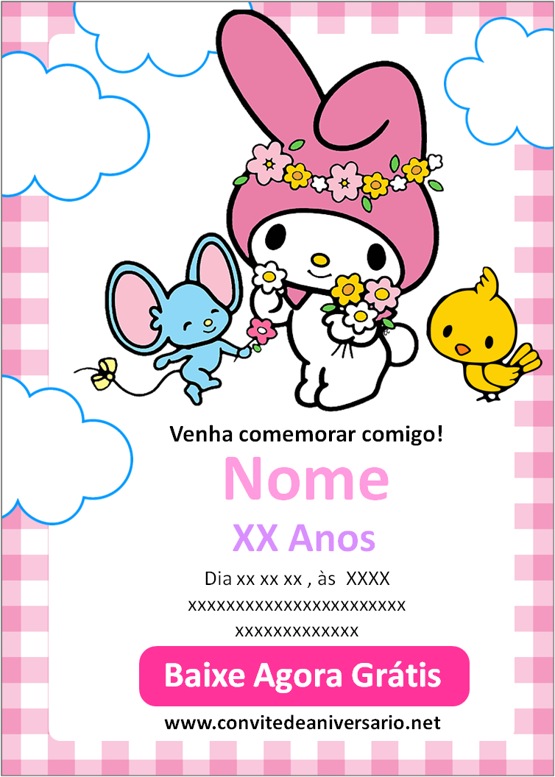 convite My Melody para editar