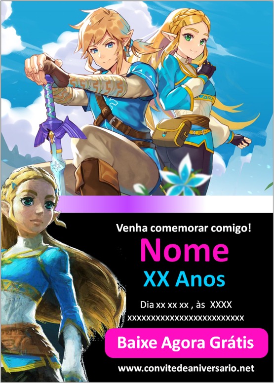 Convite Virtual The Legend Of Zelda menina