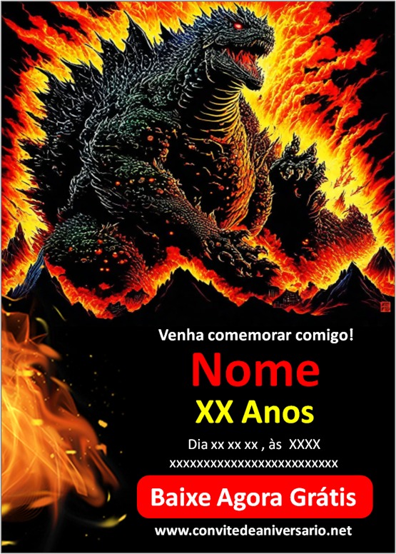 convite godzilla para editar