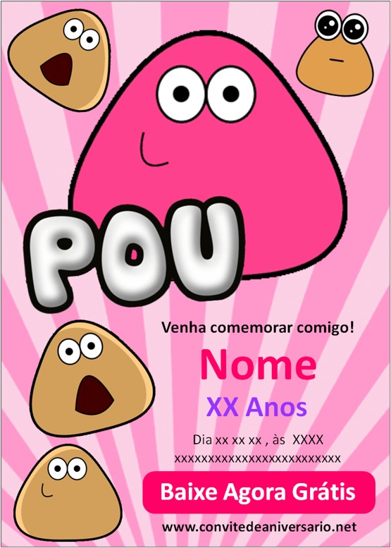 Convites de aniversário Pou