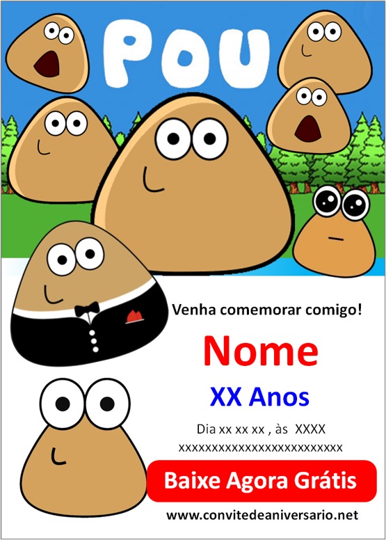 Convite De Aniversario Do Pou