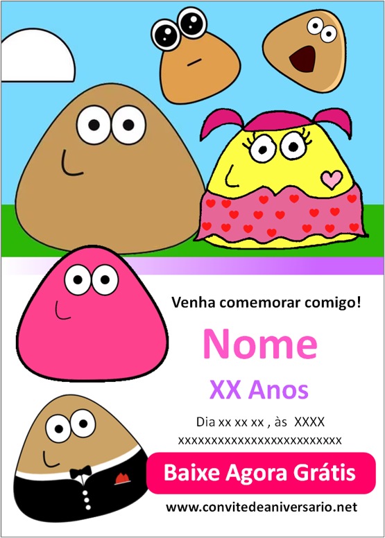 convite Pou grátis