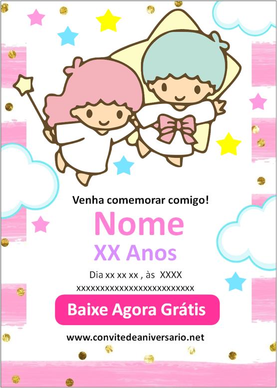 Convite Gemelos da hello kitty