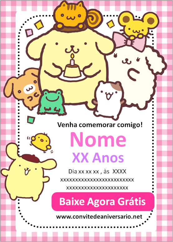 convite Pompompurin grátis