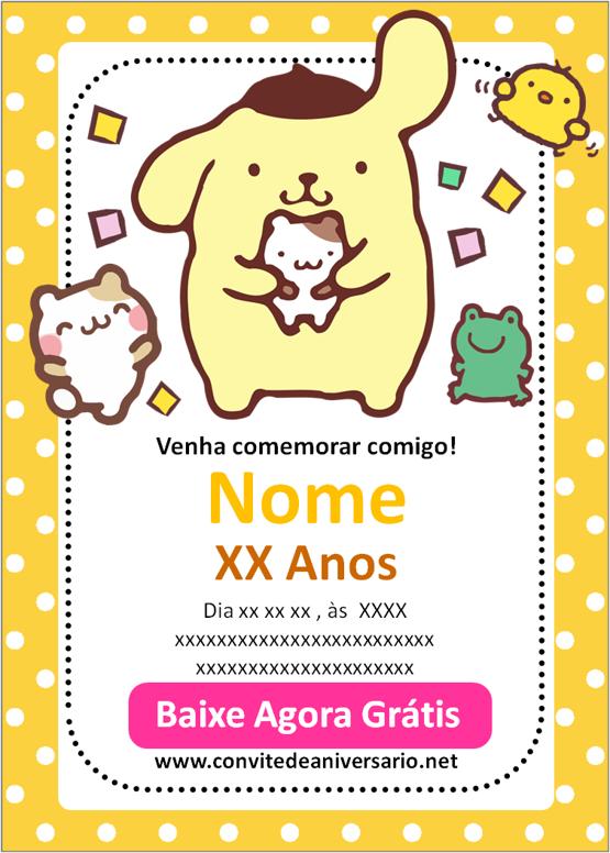 convite Pompompurin para imprimir