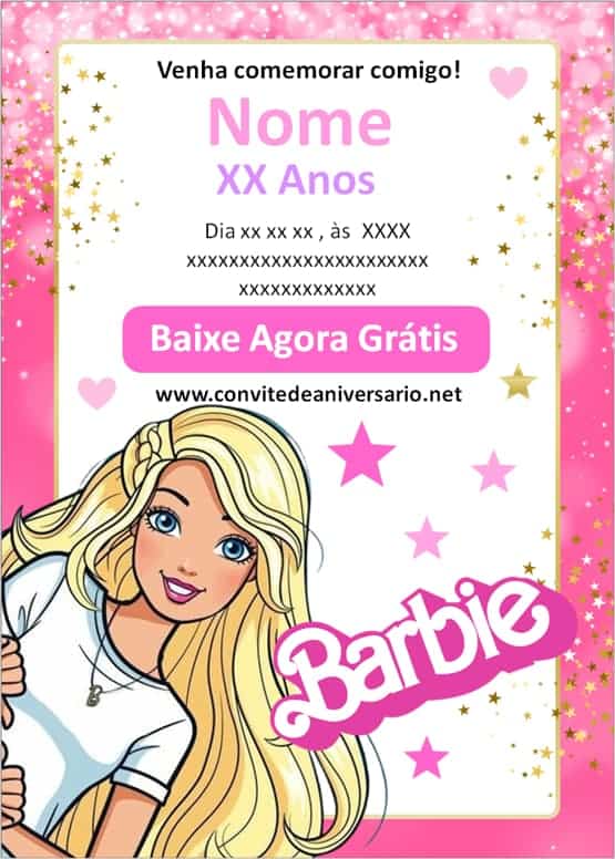 Convite da Barbie para editar