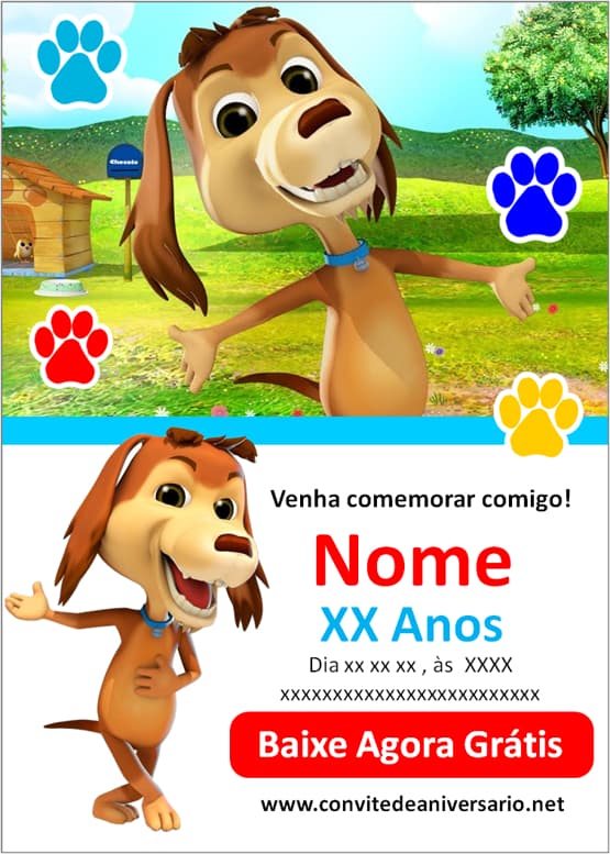 modelo de convite meu cachorro chocolo menino