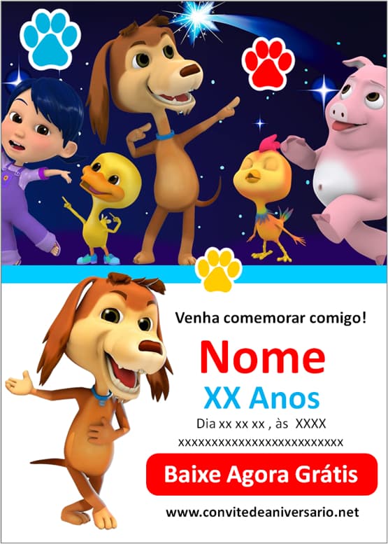 arte convite meu cachorro chocolo