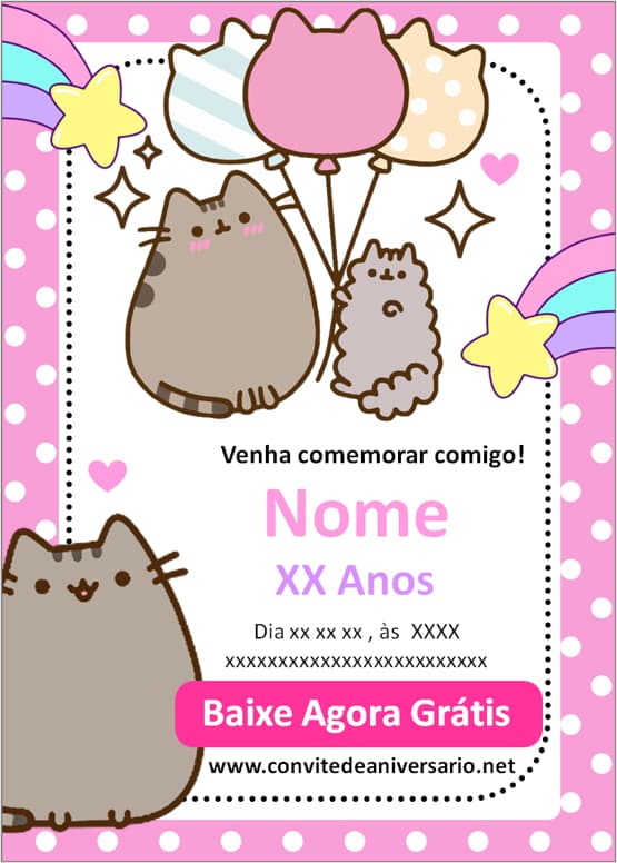 convite pusheen grátis