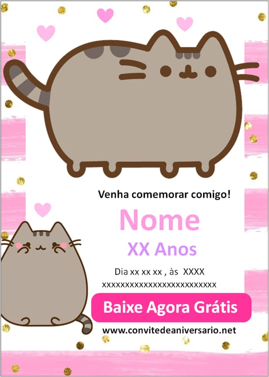 convite pusheen para editar
