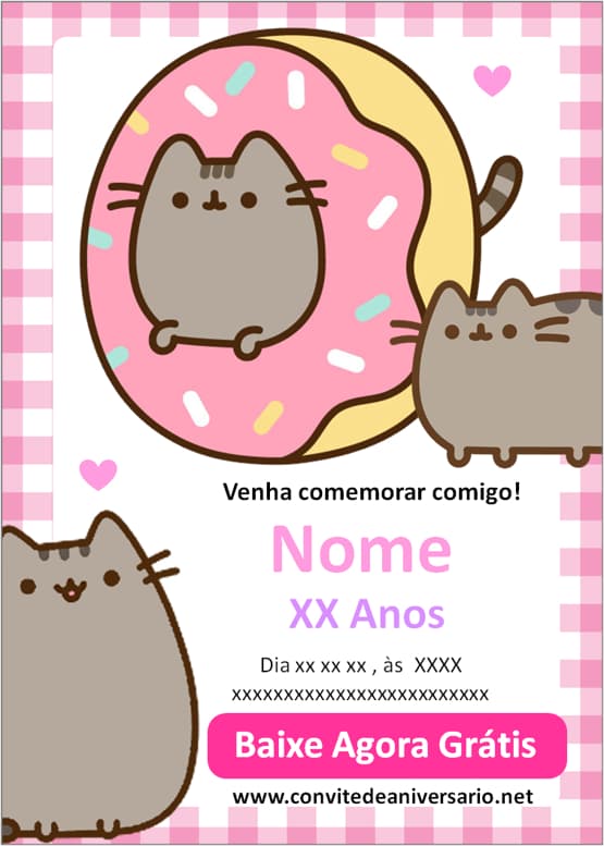 modelo de convite pusheen