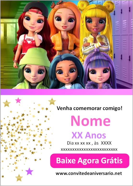 convite rainbow high para baixar