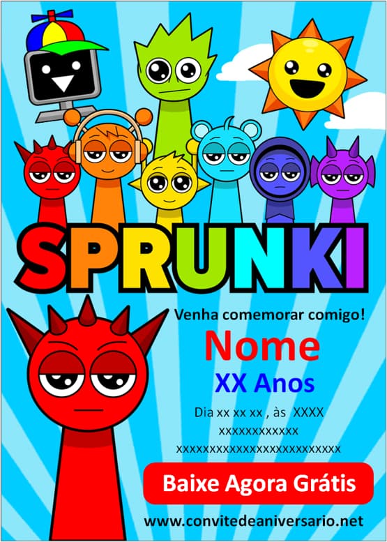 convite sprunki grátis