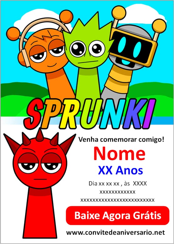convite sprunki gratuito para baixar