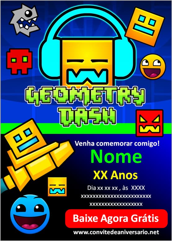 convite geometry dash grátis
