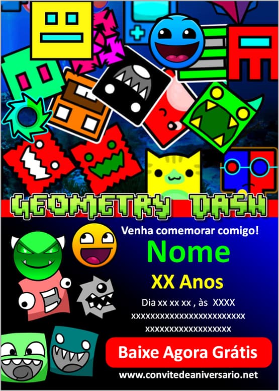 convite geometry dash para celular